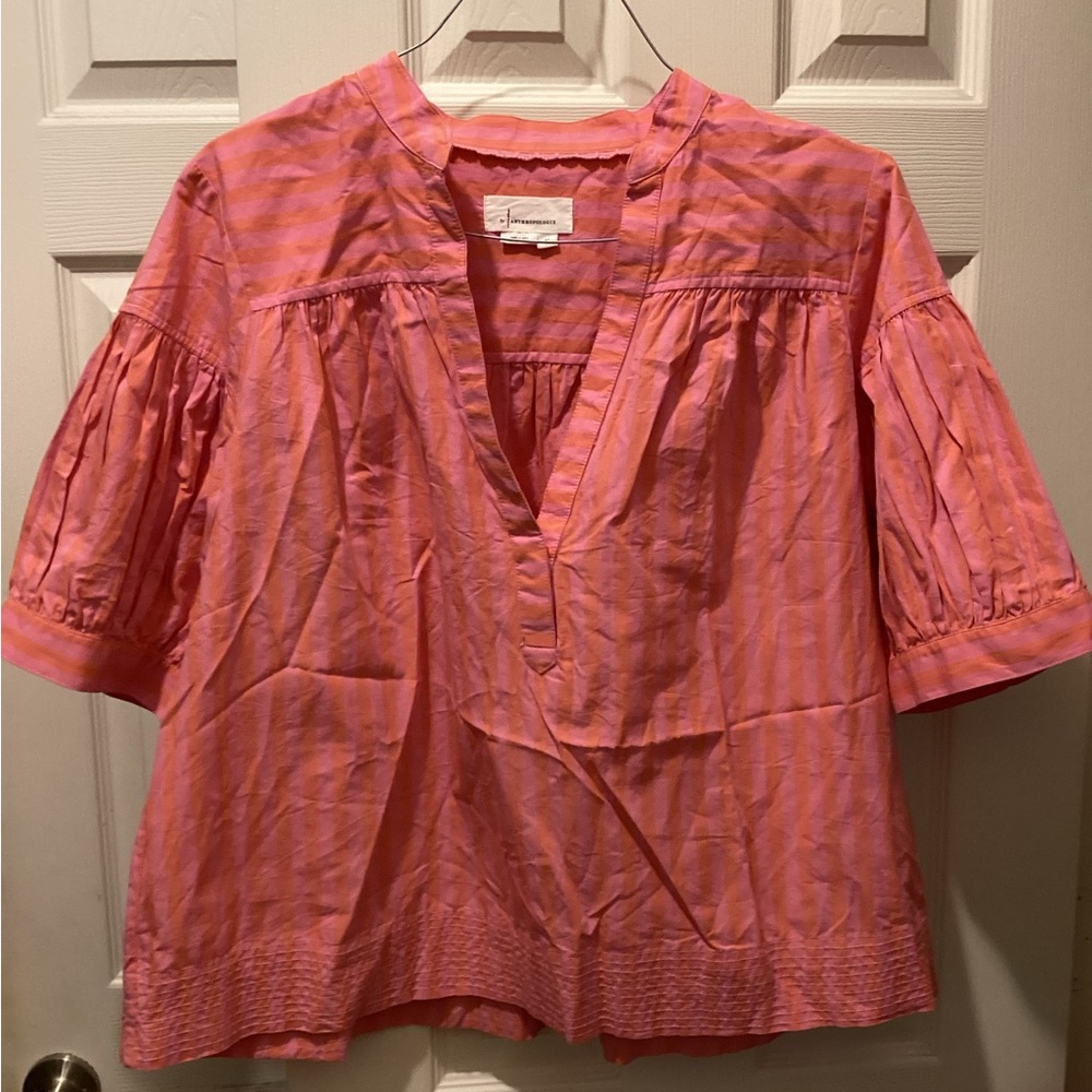 Anthropologie Pink Striped Top